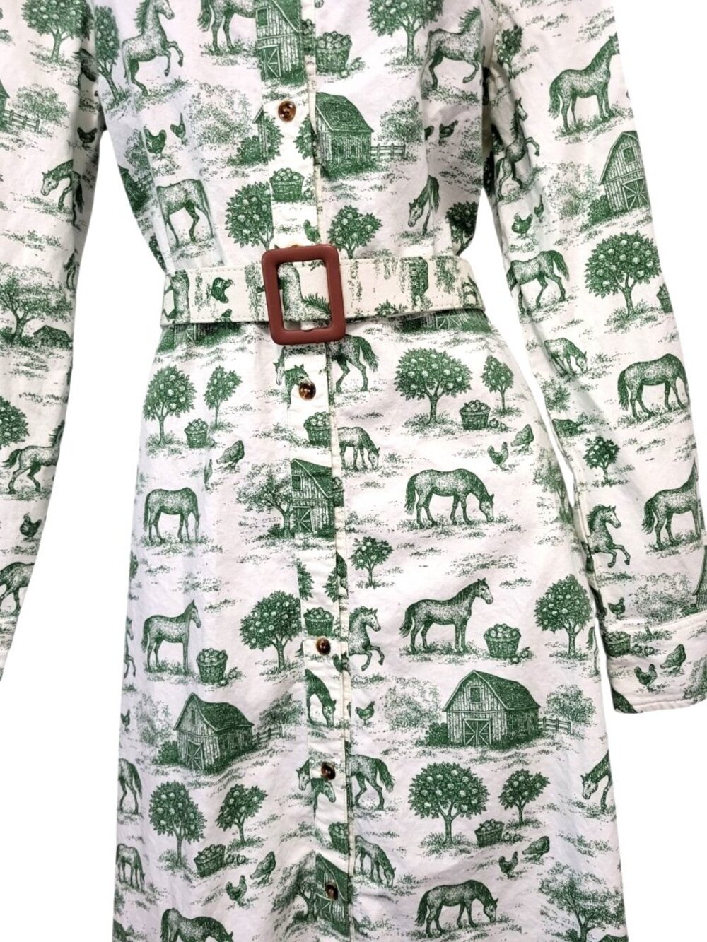 Kiel James Patrick Stonewall Pasture Flannel Dress Belted KJP Midi Maxi - Picture 6 of 15